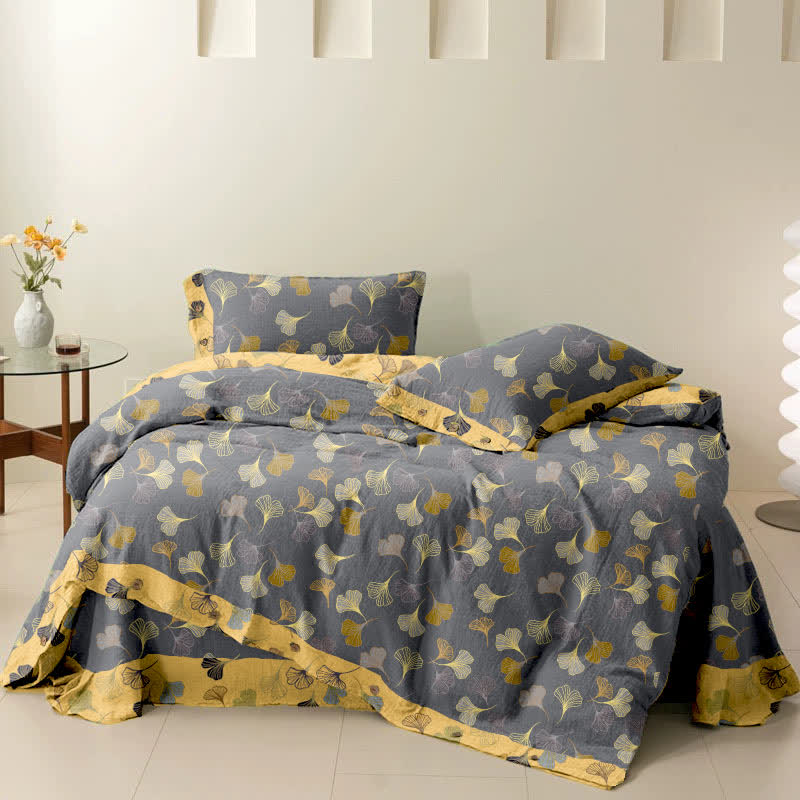 Set di biancheria da letto in cotone Ginkgo Biloba (4 pezzi)