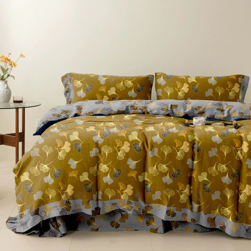 Set di biancheria da letto in cotone Ginkgo Biloba (4 pezzi)