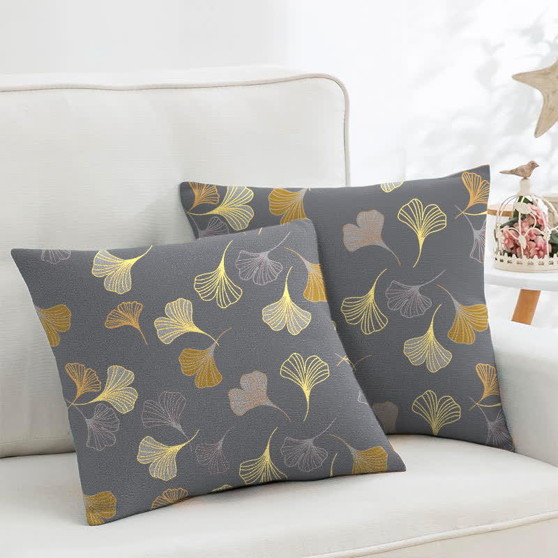 Federe quadrate in jacquard di cotone Ginkgo Biloba (2 pezzi) - Grigio scuro - 45cm x 45cm - image 29