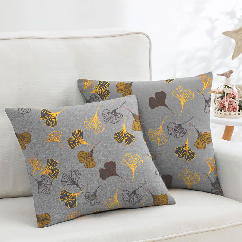 Federe quadrate in jacquard di cotone Ginkgo Biloba (2 pezzi) - Grigio chiaro - 45cm x 45cm - image 9