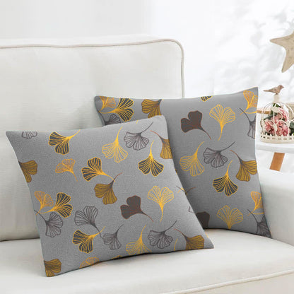 Federe quadrate in jacquard di cotone Ginkgo Biloba (2 pezzi) - Grigio chiaro - 45cm x 45cm - image 9