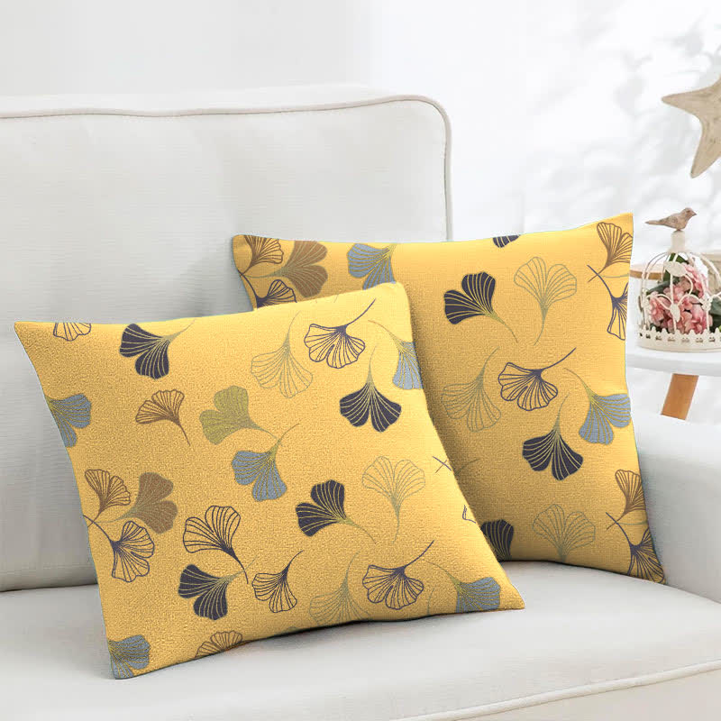 Federe quadrate in jacquard di cotone Ginkgo Biloba (2 pezzi) - Giallo chiaro - 45cm x 45cm - image 13