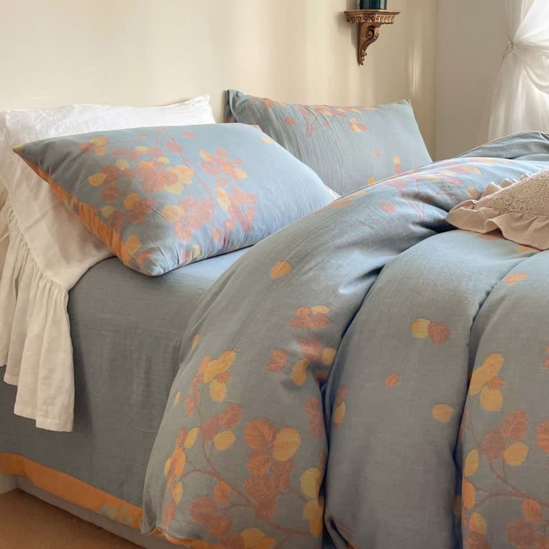 Set di biancheria da letto in cotone botanico a doppia garza (4 pezzi)