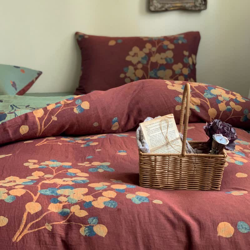 Set di biancheria da letto in cotone botanico a doppia garza (4 pezzi)