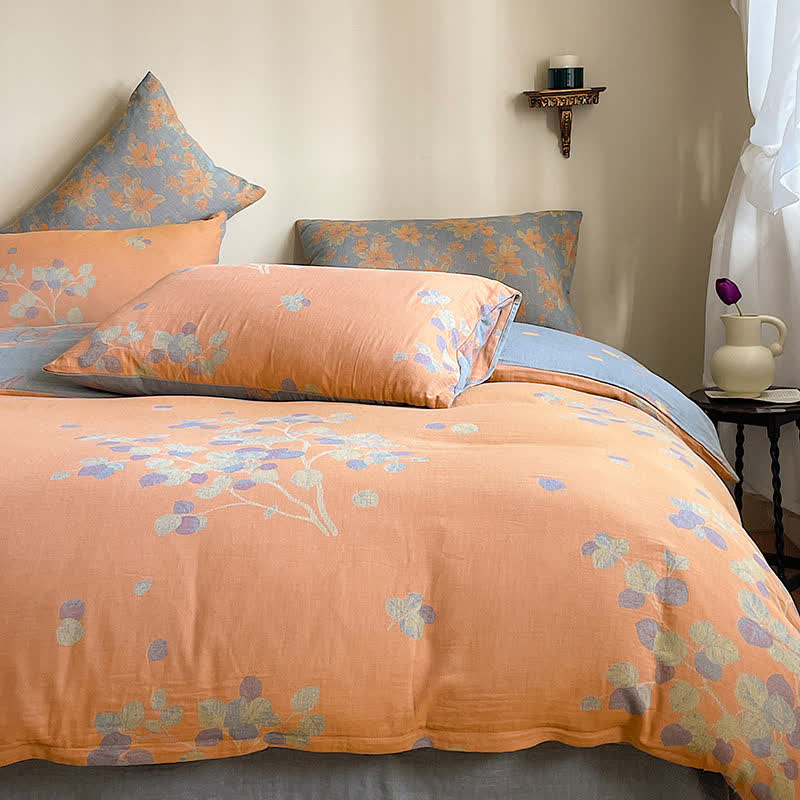 Set di biancheria da letto in cotone botanico a doppia garza (4 pezzi)
