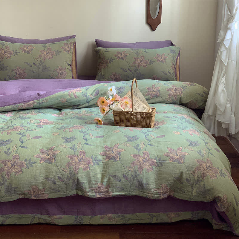 Set di biancheria da letto matrimoniale in jacquard di cotone Lily (4 pezzi)