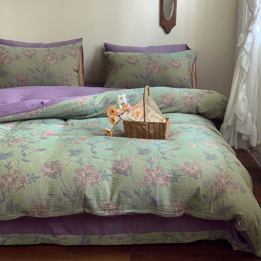 Set di biancheria da letto matrimoniale in jacquard di cotone Lily (4 pezzi)