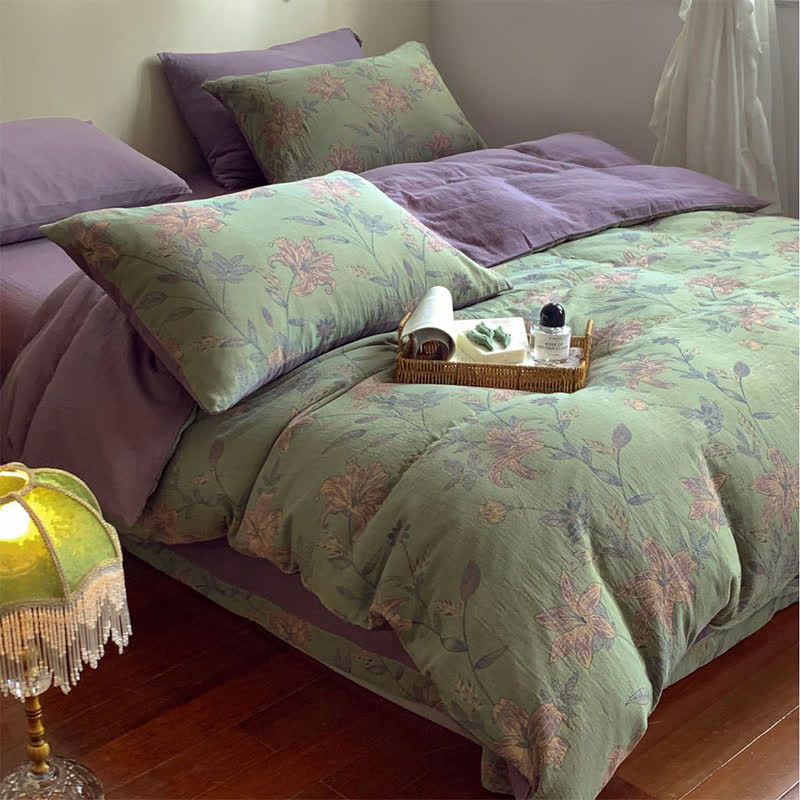Set di biancheria da letto matrimoniale in jacquard di cotone Lily (4 pezzi)