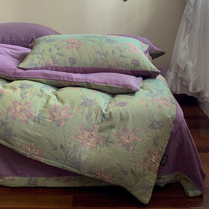 Set di biancheria da letto matrimoniale in jacquard di cotone Lily (4 pezzi)