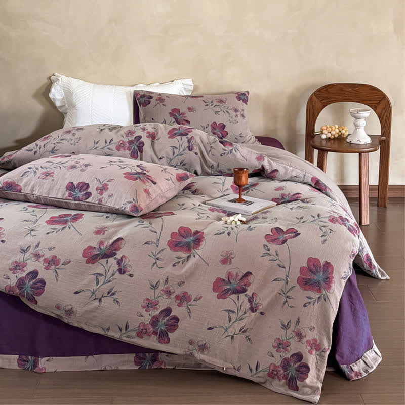 Set di biancheria da letto in garza di cotone ispirata alla natura (4 pezzi)