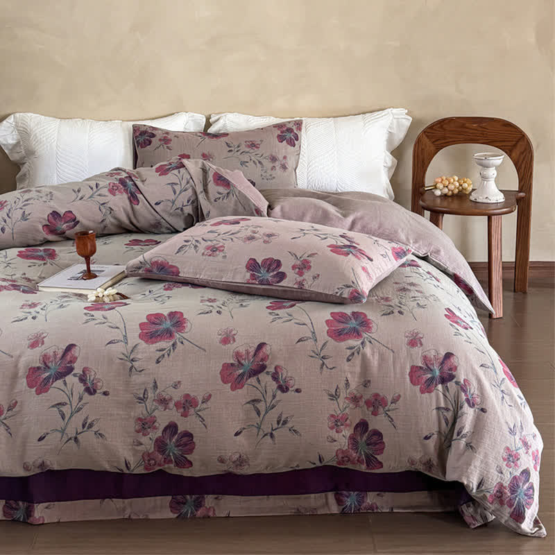 Set di biancheria da letto in garza di cotone ispirata alla natura (4 pezzi)
