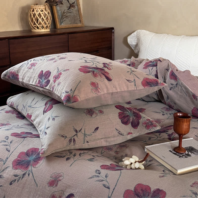 Set di biancheria da letto in garza di cotone ispirata alla natura (4 pezzi)