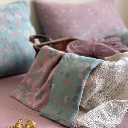 Set di biancheria da letto in garza di cotone con fiori di ciliegio (4 pezzi)