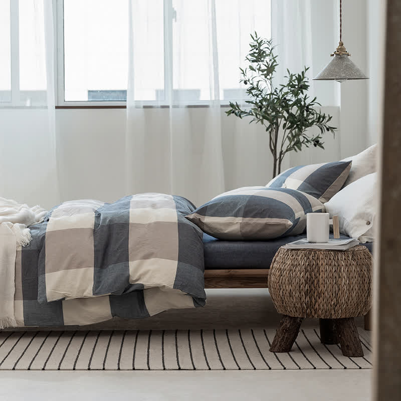 Set di biancheria da letto per dormitorio con copripiumino in stile semplice - image 8