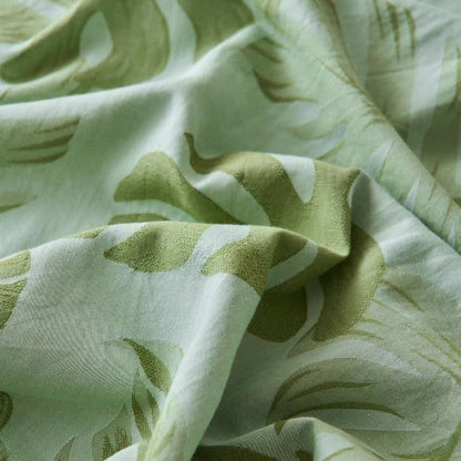 Copriletto in garza di cotone jacquard verde Monstera - image 4