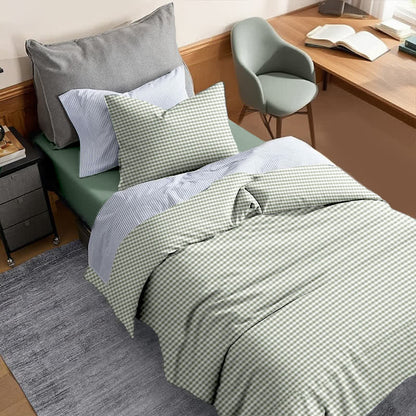 Set di biancheria da letto per dormitorio con copripiumino in cotone a quadri - image 7
