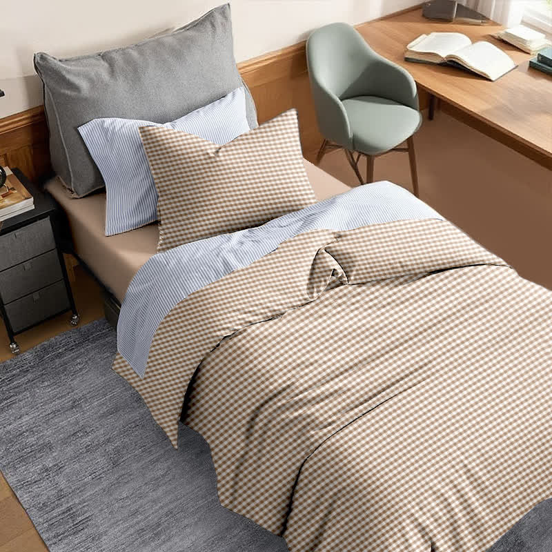 Set di biancheria da letto per dormitorio con copripiumino in cotone a quadri - image 13