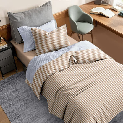 Set di biancheria da letto per dormitorio con copripiumino in cotone a quadri - image 13
