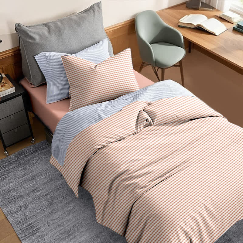 Set di biancheria da letto per dormitorio con copripiumino in cotone a quadri - image 19