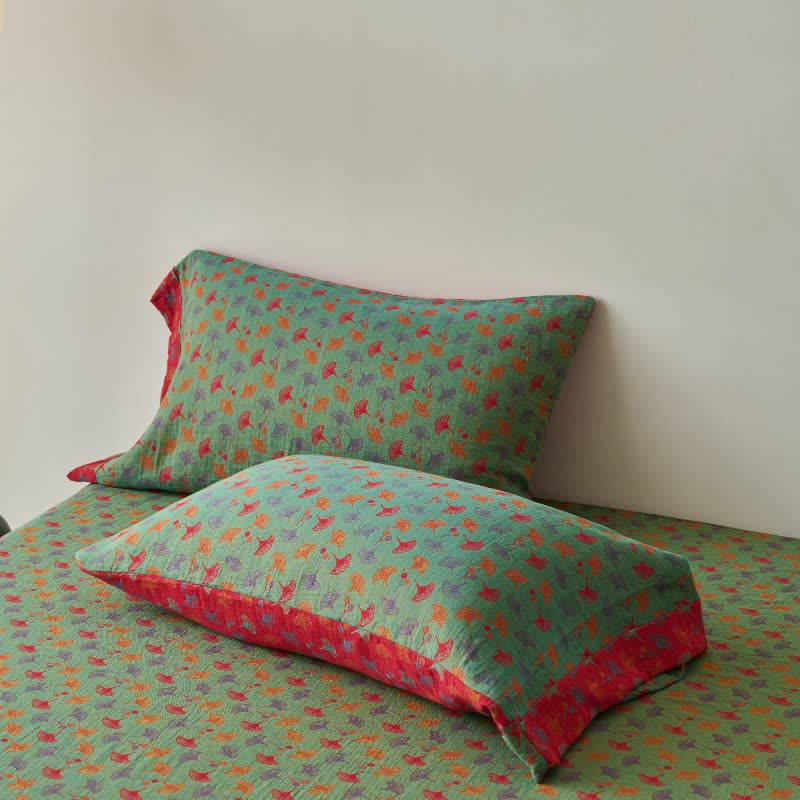 Copriletto in cotone naturale Ginkgo Biloba ispirato alla natura - image 16