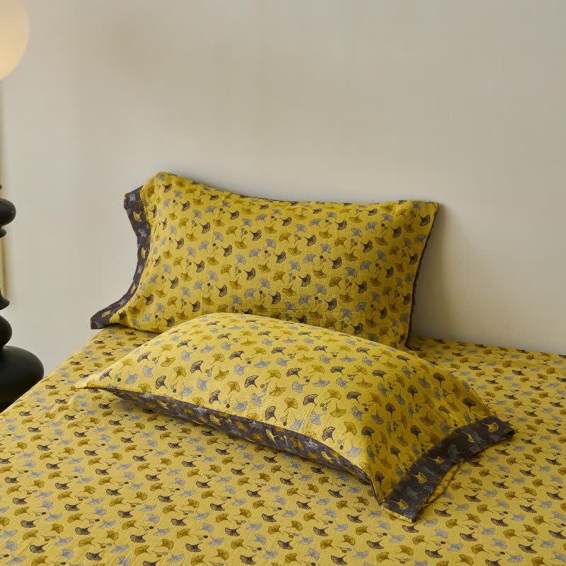 Copriletto in cotone naturale Ginkgo Biloba ispirato alla natura - image 12