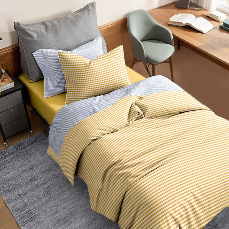 Set di biancheria da letto per dormitorio con copripiumino in cotone a quadri - image 2