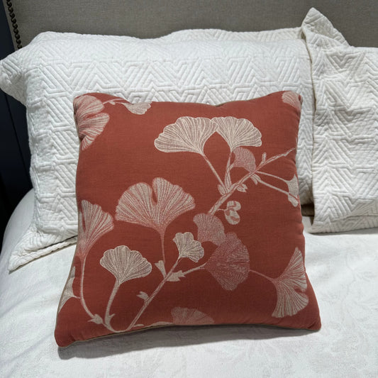 Cuscino decorativo rustico con foglie di ginkgo - 45cm x 45cm - image 1