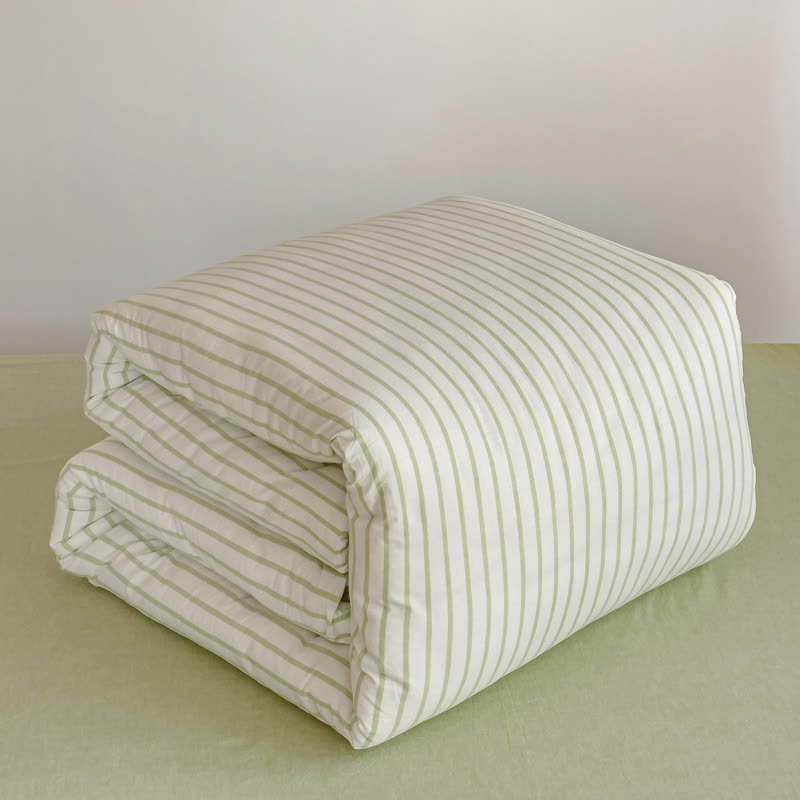 Set di biancheria da letto minimalista a righe in cotone per dormitorio - image 5