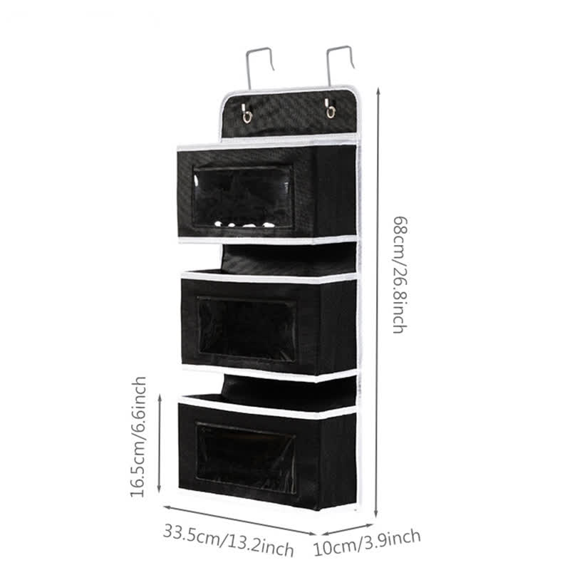 Organizzatore di stoccaggio multistrato sospeso per dormitorio - Nero - 3 pezzi - 33.5cm x 10cm x 68cm - image 14