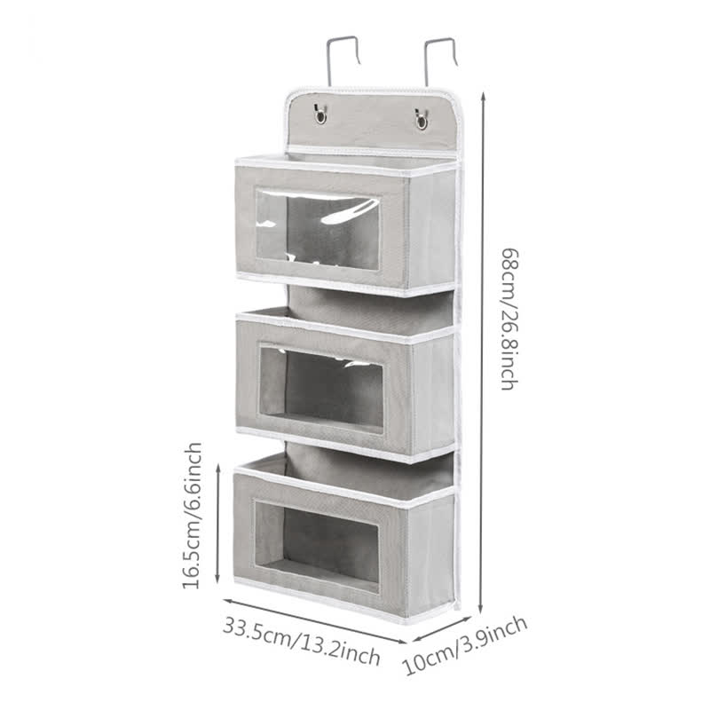 Organizzatore di stoccaggio multistrato sospeso per dormitorio - Grigio chiaro - 3 pezzi - 33.5cm x 10cm x 68cm - image 11