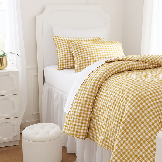 Set di biancheria da letto per dormitorio con copripiumino in cotone a quadri - image 1