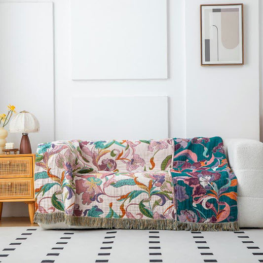 Coperta con nappe in garza di cotone a forma di fiore - 230cm x 250cm - image 1