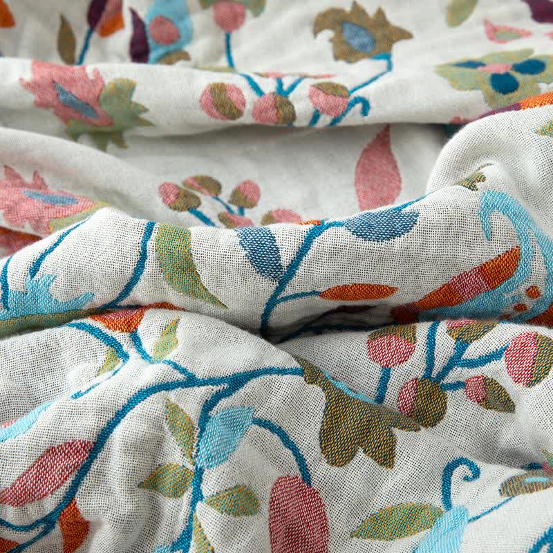 Coperta in cotone con foglie floreali artistiche bohémien - image 4