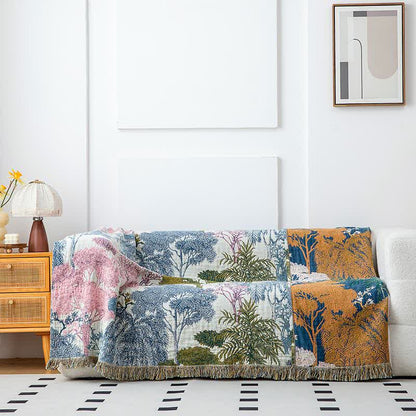 Coperta in garza di cotone Woodland con nappe - 230cm x 250cm - image 1