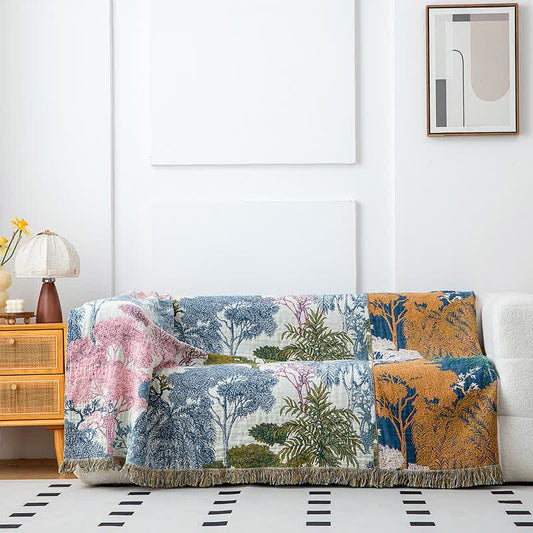 Coperta in garza di cotone Woodland con nappe - 230cm x 250cm - image 1