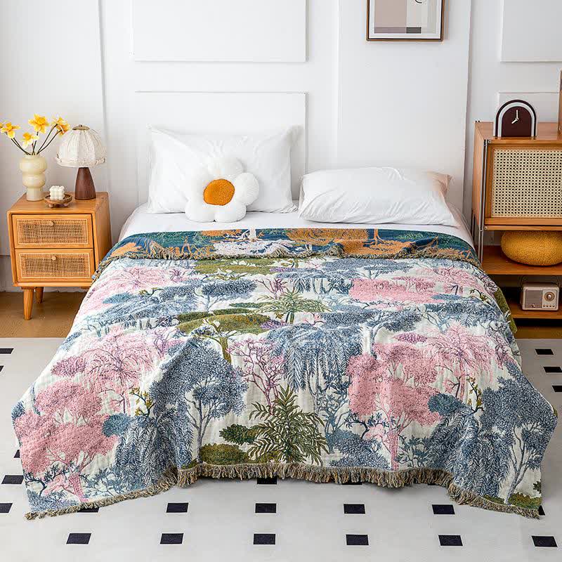 Coperta in garza di cotone Woodland con nappe - image 4