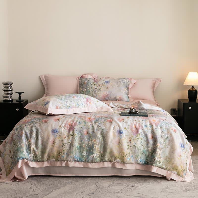 Trapunta naturale setosa con stampa floreale di papaveri - Rosa - Set di biancheria da letto - Matrimoniale - image 9