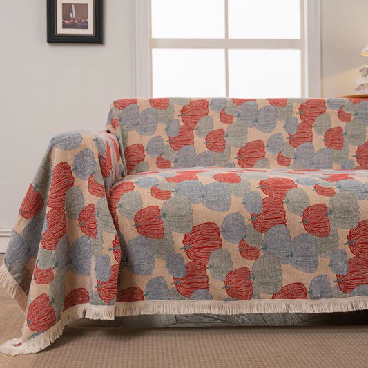 Copridivano vintage in jacquard con motivo a zucca - 180cm x 340cm - image 1
