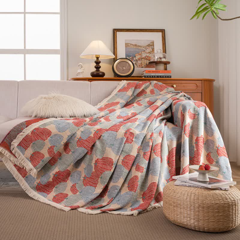 Copridivano vintage in jacquard con motivo a zucca - image 2