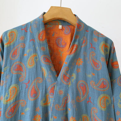Kimono giapponese in garza di cotone Paisley - image 2
