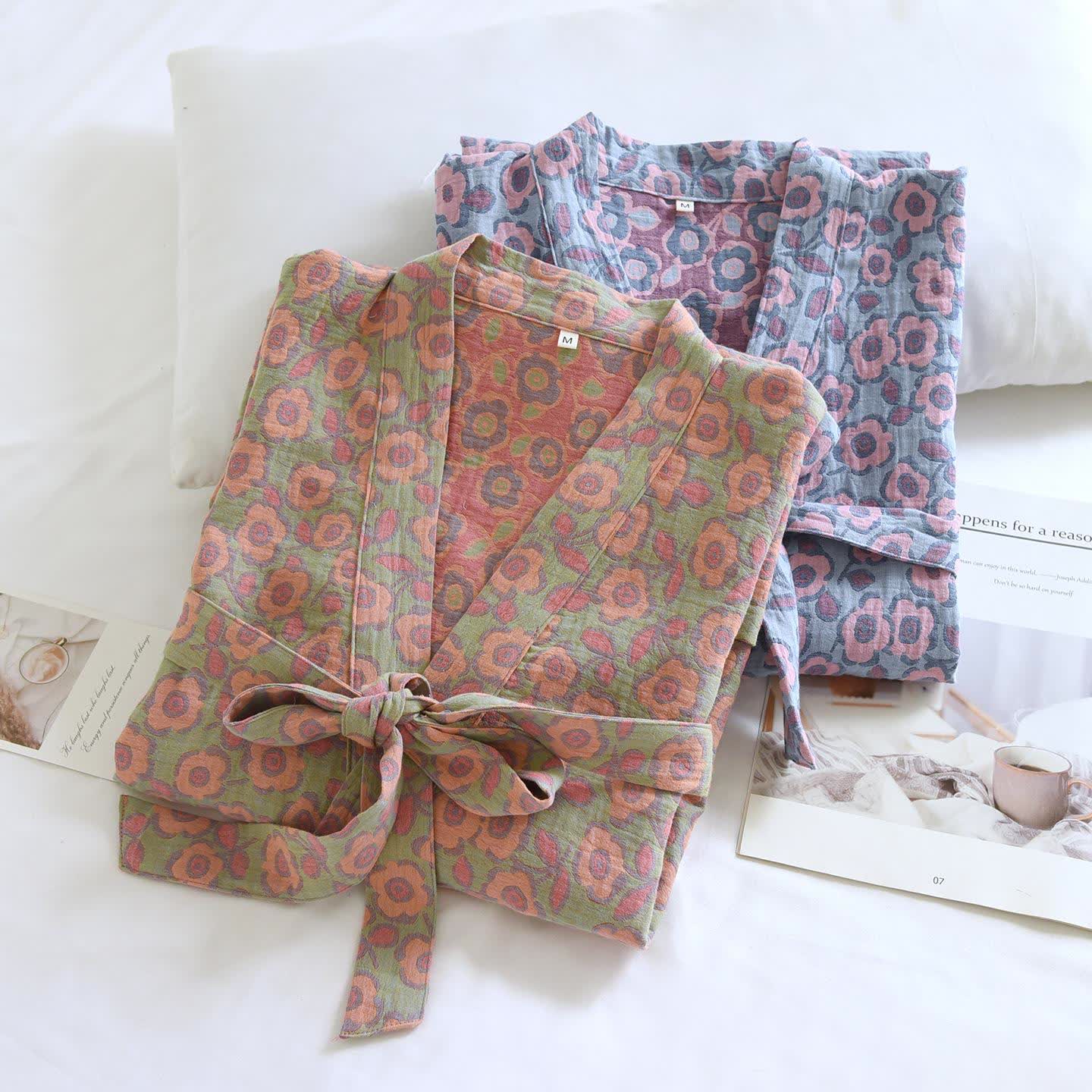 Kimono giapponese in cotone Begonia - image 3
