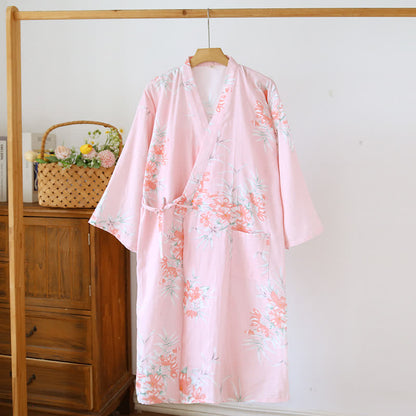 Kimono giapponese in cotone color fiore di pesco - Rosa - L - image 6