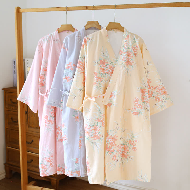 Kimono giapponese in cotone color fiore di pesco - image 2