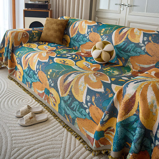 Coperta da divano con motivo floreale pittorico - 180cm x 340cm - image 1