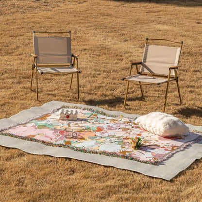 Coperta in garza di cotone con motivo floreale pittorico - image 3
