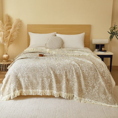 Trapunta con nappe in garza di cotone tribale retrò - Beige - Matrimoniale - image 2