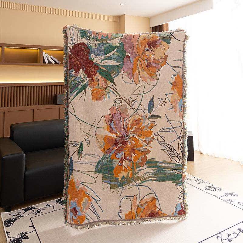 Coperta artistica in garza di cotone con motivo Peony - image 2