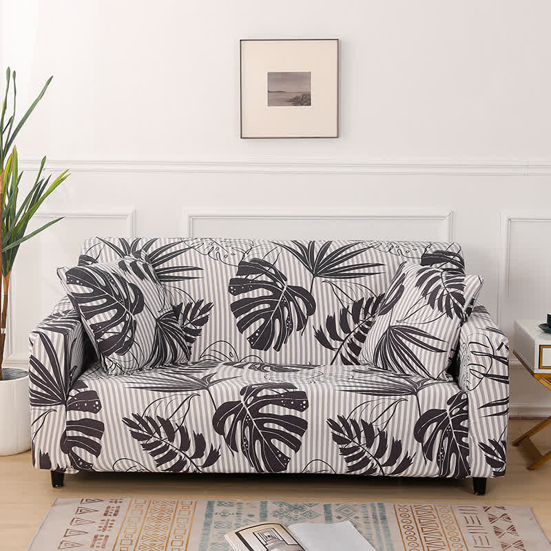 Fodera per divano elasticizzata con stampa Monstera - 4 posti 235cm x 300cm - image 1
