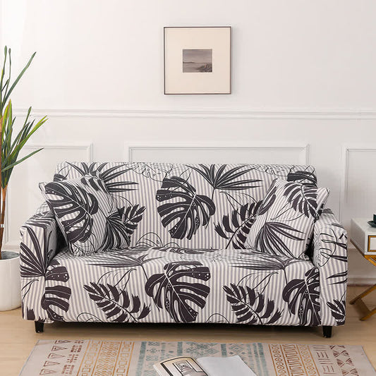 Fodera per divano elasticizzata con stampa Monstera - 4 posti 235cm x 300cm - image 1