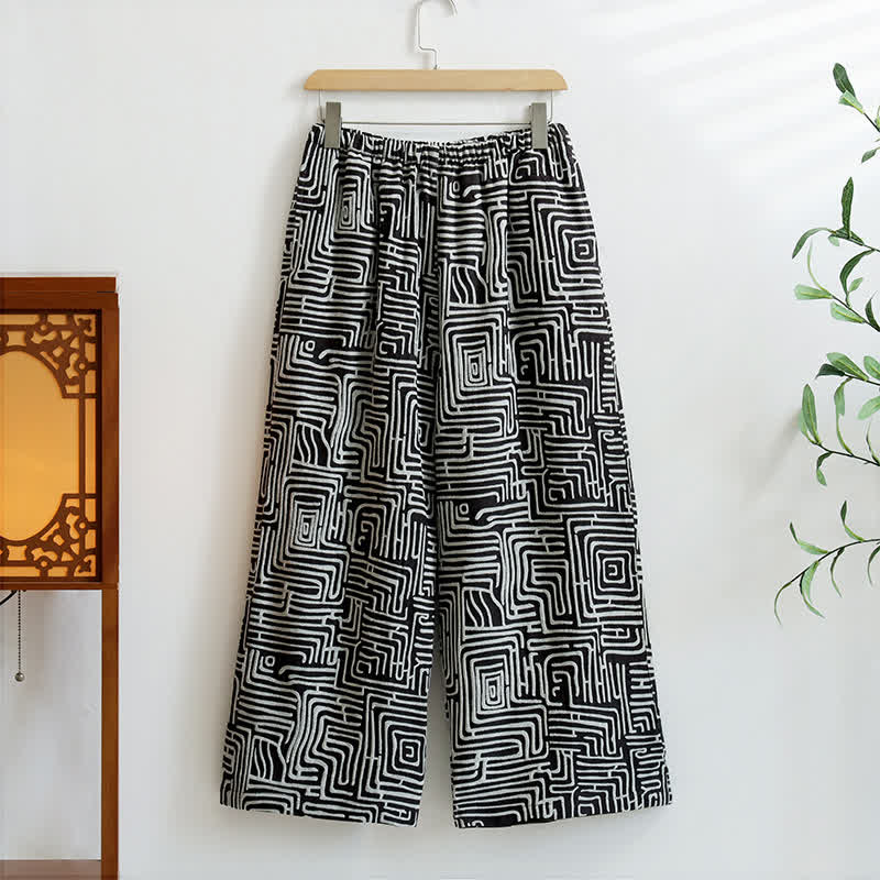 Pantaloni da salotto in jacquard con stampa a chiave greca - Nero - XL - image 3